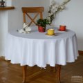 OBRUS ŚWIĄTECZNY OKRĄGŁY PLAMOODPORNY SUBTELNY BIAŁY