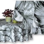 Obrus w liście palmy okrągły bawełniany szary