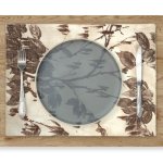 Podkładka na stół beżowa w Liście bawełniana dwustronna