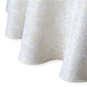 Owalny obrus złoty brokatowy plamoodporny – szer. 120-170 cm elegancja i świąteczny efekt 