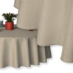 Obrus okrągły plamoodporny Zosia beżowy orzechowy