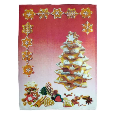 Ściereczka z choinką: Komplet 3 lnianych ściereczek kuchennych 50x70 cm w pastelowych kolorach – elegancki i praktyczny prezent na Boże Narodzenie, ostatnie sztuki