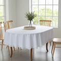 Obrus owalny ANTONINA 160x260 cm, biały lnopodobny obrus na stół rodzinny