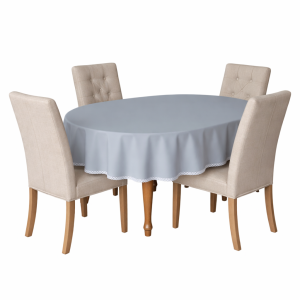 <p>Obrus owalny szary z białą koronką – dwustronny, plamoodporny, kolekcja autorska MargarytkaArt. Uszyjemy go na każdy wymiar – również na stoły niestandardowe!</p>