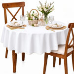 Obrus biały ze złotym obszyciem na stół okrągły Zosia na komunię do 310 cm