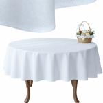 Obrus okrągły  biały Lena Premium 120–180 cm – lnopodobny, plamoodporny - Zosia