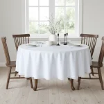 Obrus okrągły biały Ø120–Ø300 cm – dwustronny plamoodporny z koronką ETNO