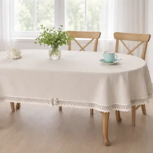 <p>Elegancki obrus owalny ANTONINA DUO w kolorze beżowym, z koronką i kokardkami. Plamoodporny, szyty na wymiar, także eliptyczny. Stwórz spójny komplet z obrusem<strong><a title="Obrus okrągły ANTONINA DUO" href="/pl/p/Obrus-okragly-bezowy-premium-plamoodporny-z-koronka-120170-cm-Antonina-DUO/7076"> na stół okrągły</a></strong> lub wybierz spośród <strong><a title="Pozostałe obrusu okrągłe" href="/Obrusy-okragle">pozostałych obrusu okrągłych</a></strong>.</p>