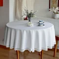 OKRĄGŁY OBRUS PLAMOODPORNY BIAŁY Z KORONKĄ NOSTALGIA koronka